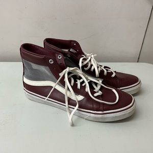 Burgundy mesh van high tops women’s size 8.5
